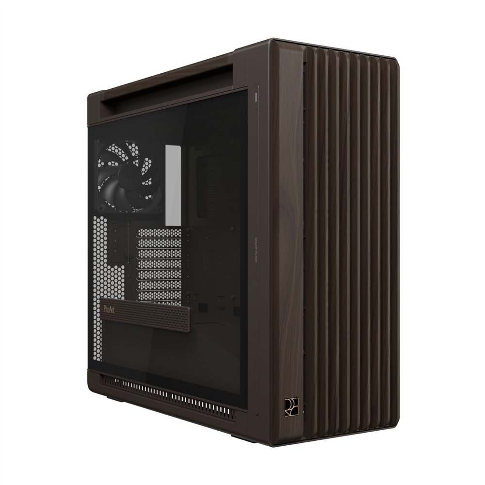 asus proart pa602 wood edition retro brown - tempered glass panel midi tower marrón