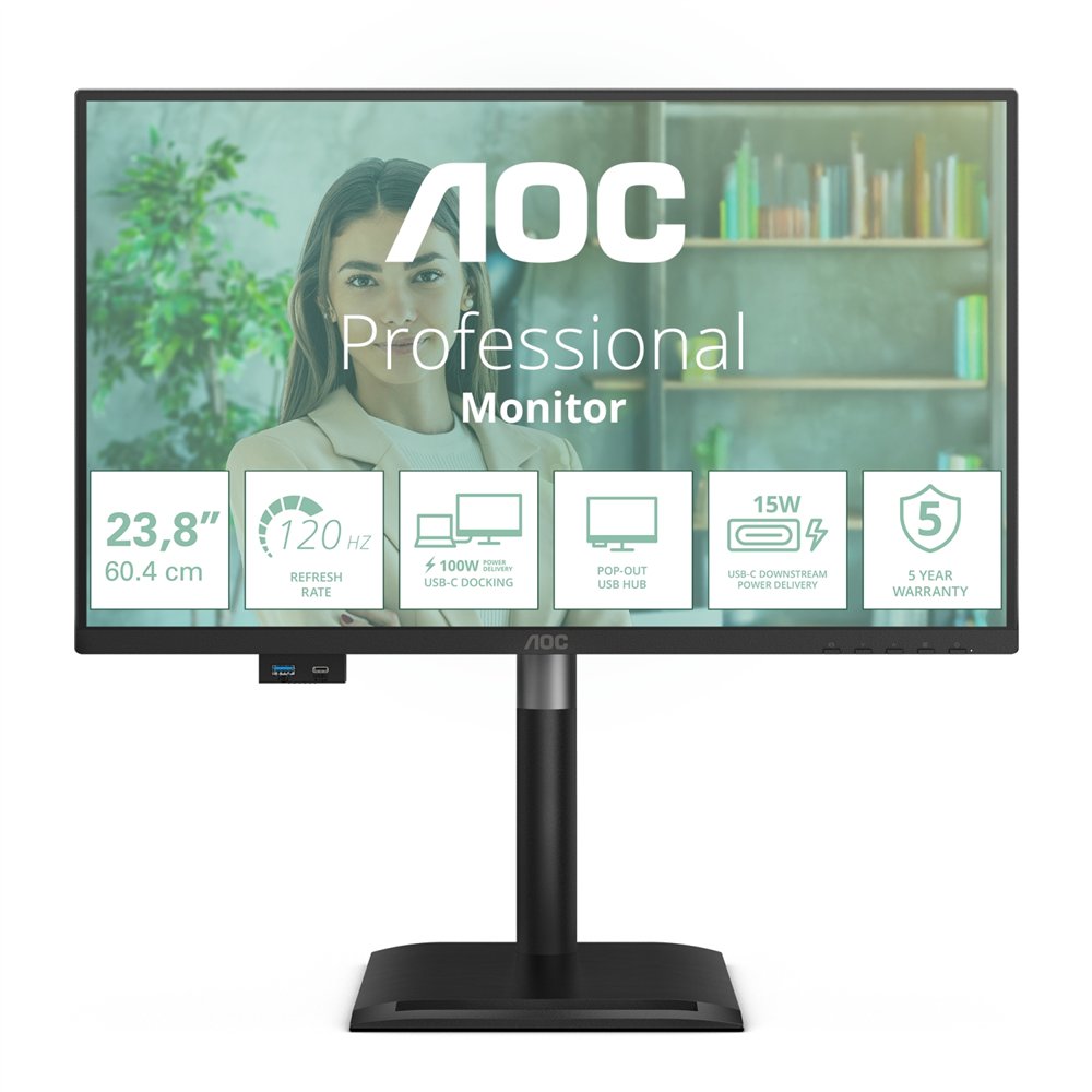 aoc 24p4cv pantalla para pc 60,5 cm (23.8") 1920 x 1080 pixeles full hd led negro
