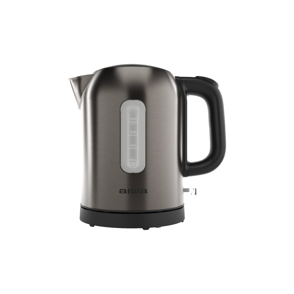 aiwa kotan tetera eléctrica 1 l 2200 w acero inoxidable, negro