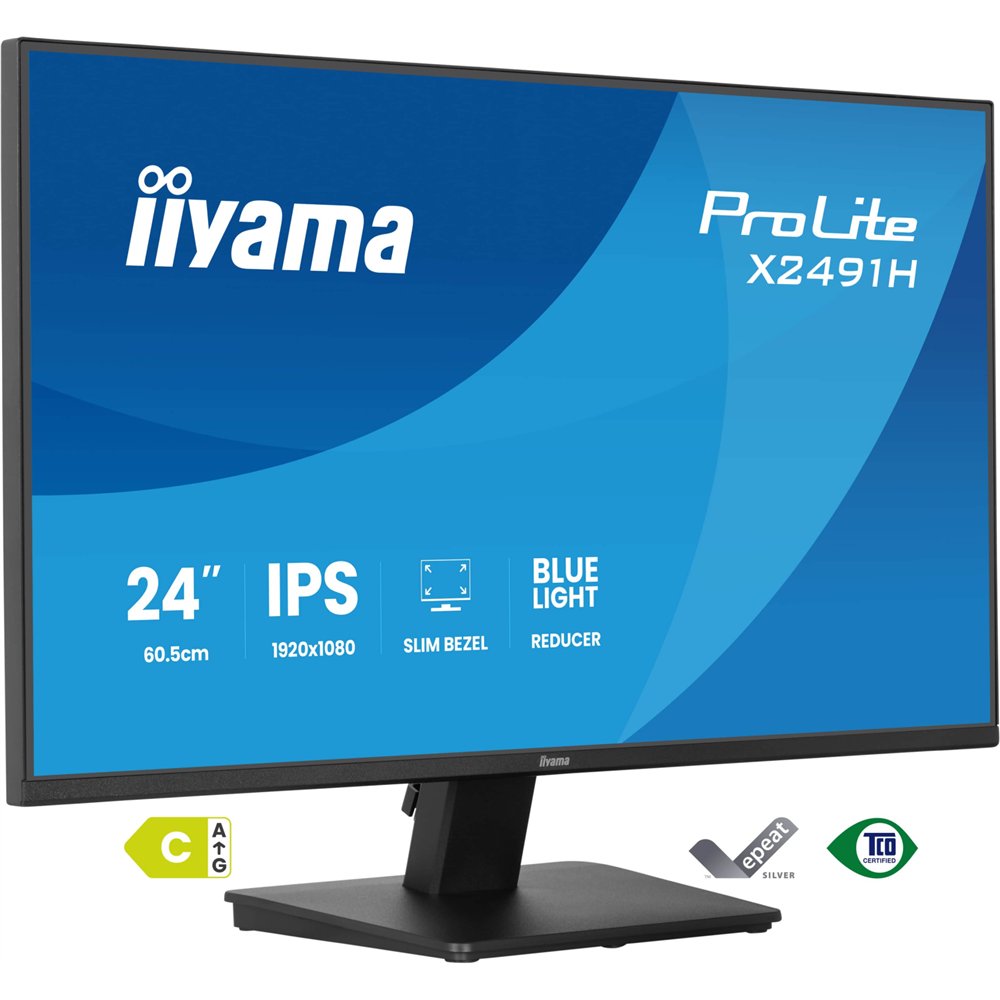 iiyama prolite x2491h-b1 pantalla para pc 60,5 cm (23.8") 1920 x 1080 pixeles full hd lcd negro