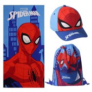 set toalla + saco + gorra spiderman marvel