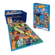 caja organizadora de coches con pista y area de juego hot wheels