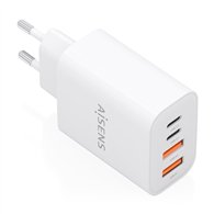 aisens cargador gan 32w, 2xusb-c pd3.0, 2xusb-a, blanco