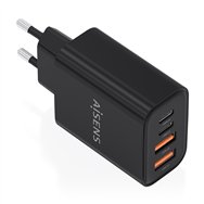 aisens cargador gan 32w, 2xusb-c pd3.0, 2xusb-a, negro
