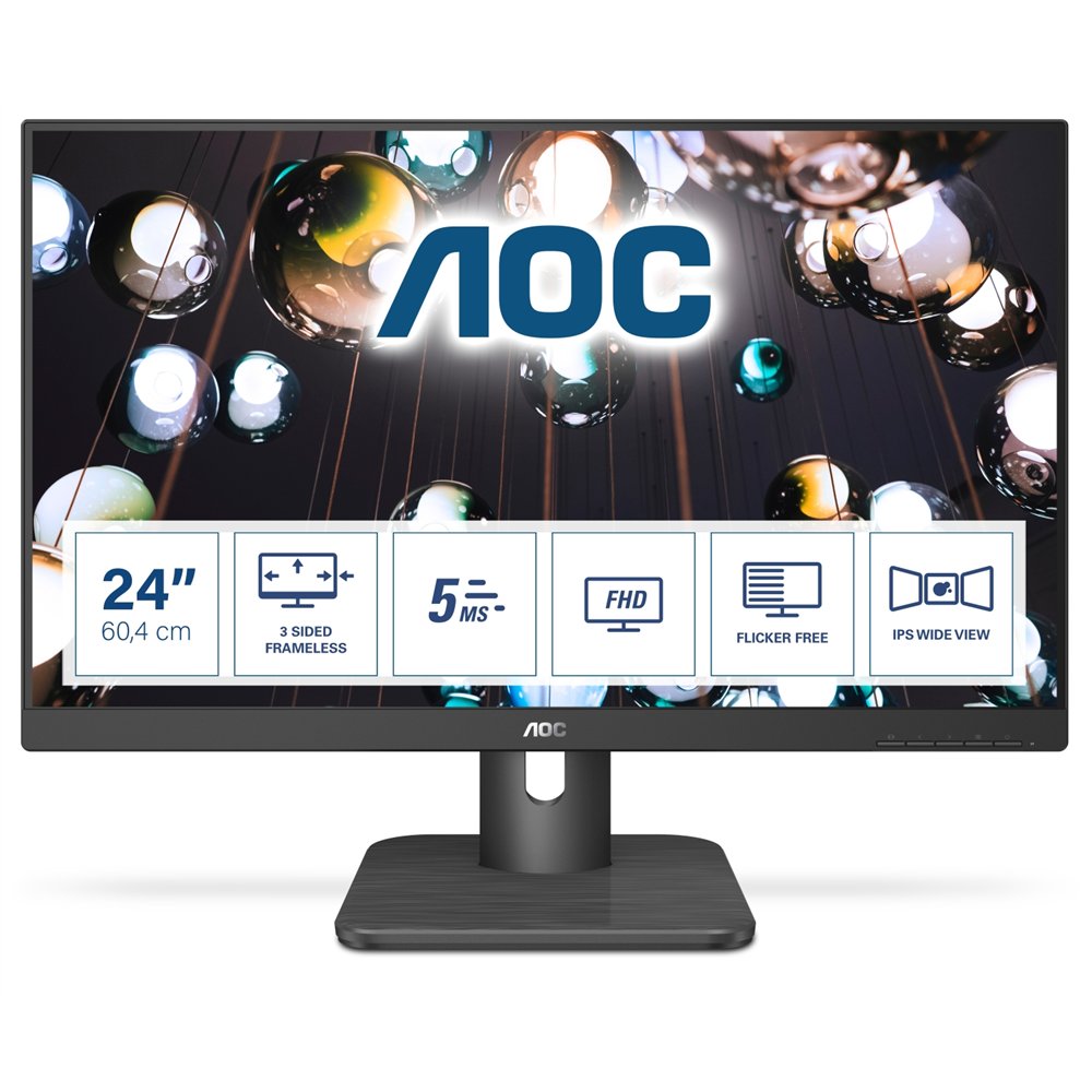 aoc e1 24e1q pantalla para pc 60,5 cm (23.8") 1920 x 1080 pixeles full hd led negro