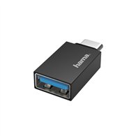 hama | adaptador usb c a usb a para pc, tablet, o smartphone, rápida transferencia de datos, color negro.
