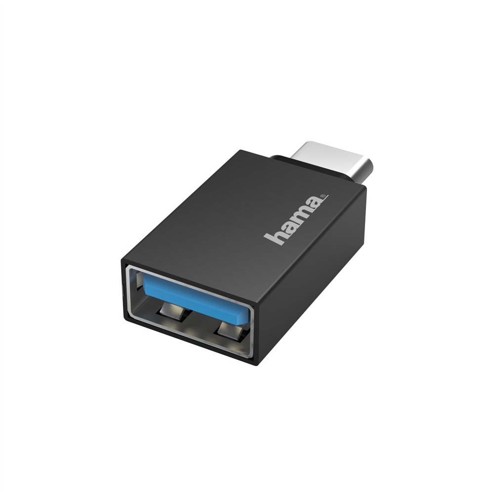 hama | adaptador usb c a usb a para pc, tablet, o smartphone, rápida transferencia de datos, color negro.