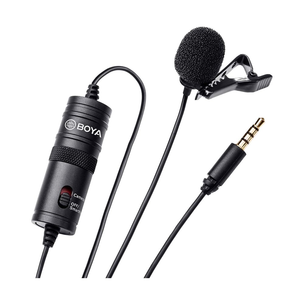 boya by-m1 3,5 mm micrófono lavalier negro para smartphone y cámara canon o nikon