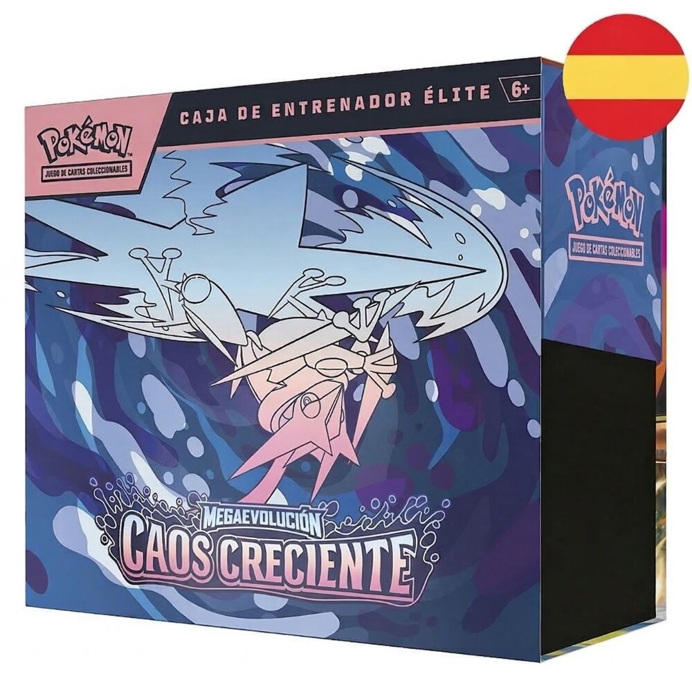 estuche cartas entrenador elite caos creciente megaevolucion pokemon español