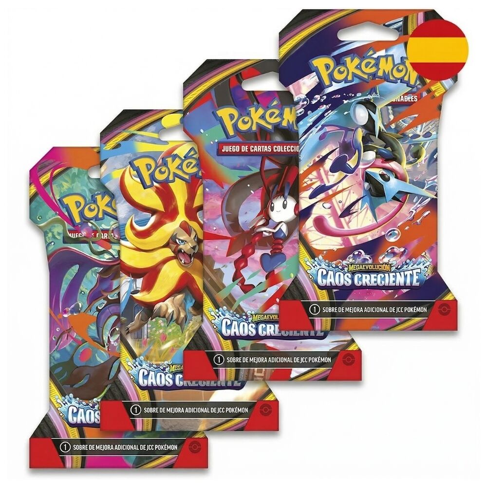 sobre cartas caos creciente megaevolucion pokemon español surtido
