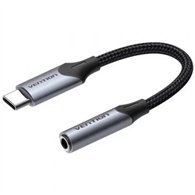 conversor audio vention usb-c/m - jack 3.5mm/h 10mm grey/black