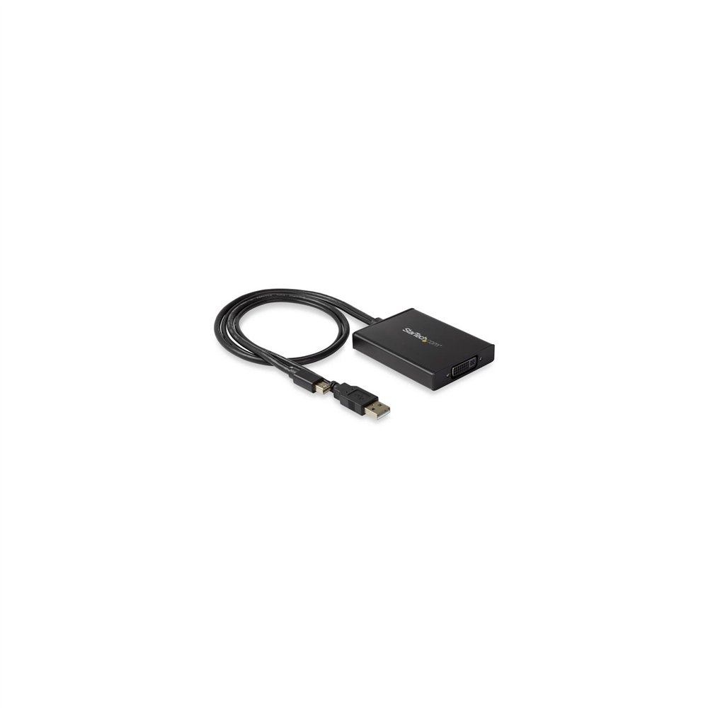 startech.com adaptador mini displayport a dvi de enlace doble - alimentado por usb - negro