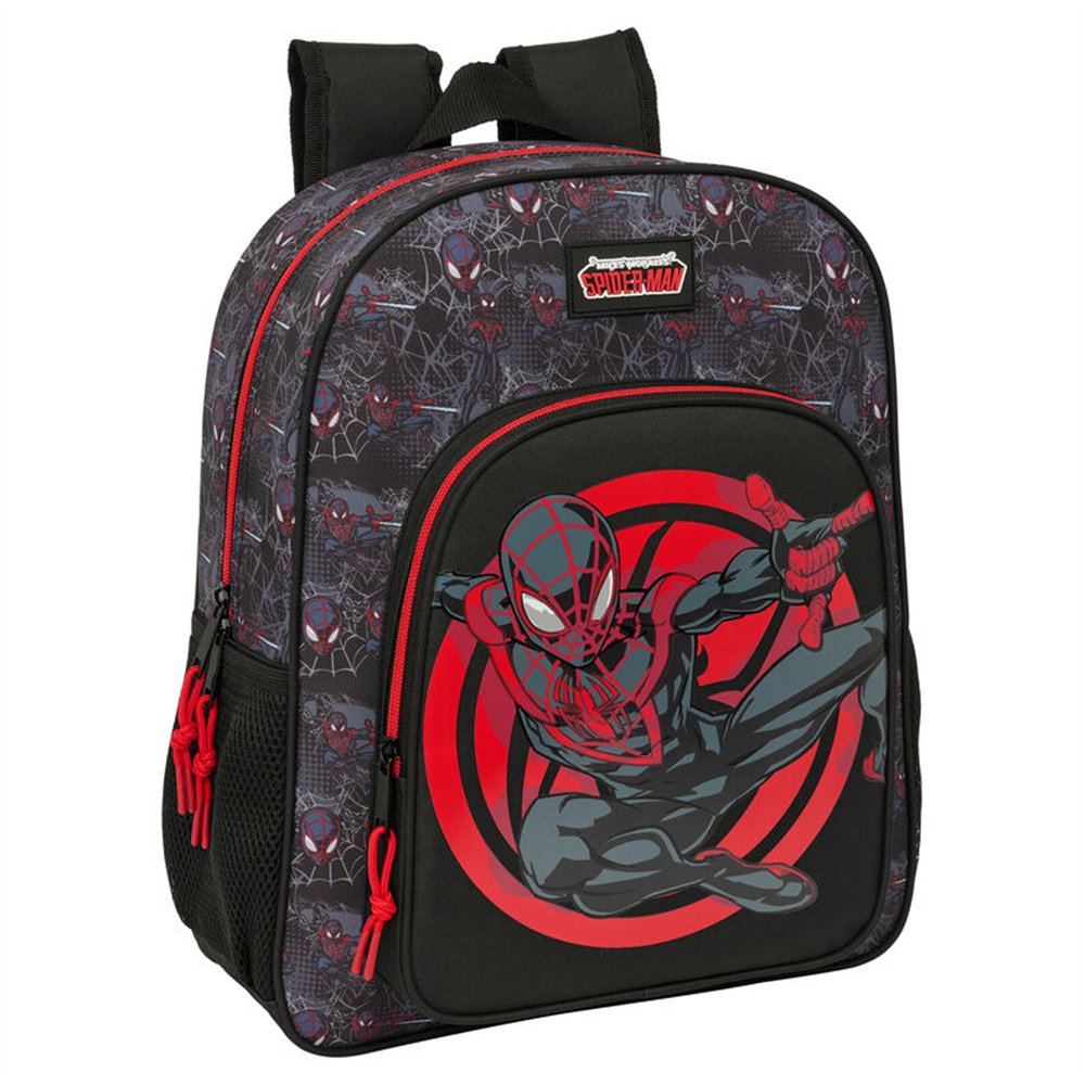mochila miles morales spiderman marvel 38cm adaptable