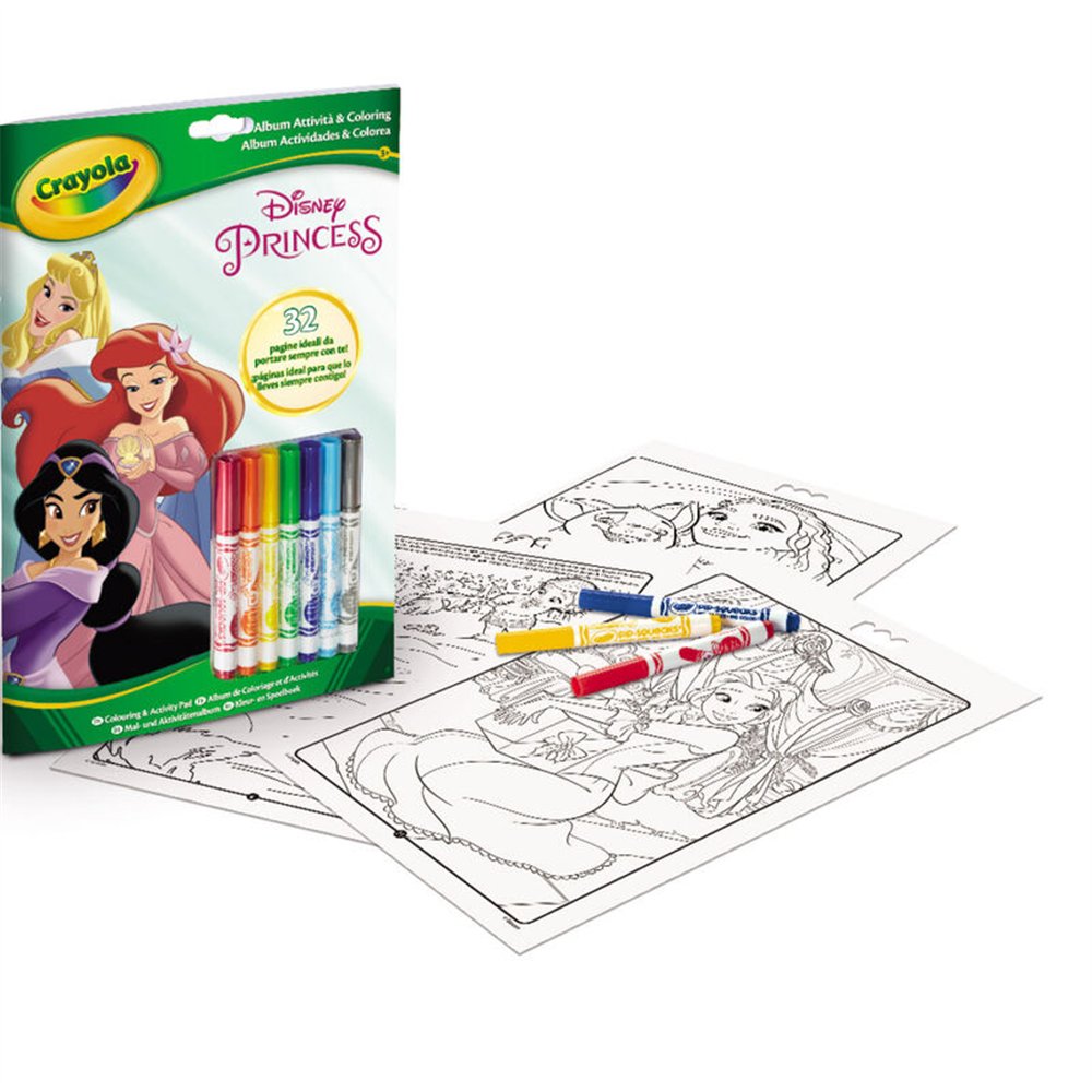 blister 7 rotuladores + libro actividades princesas disney crayola