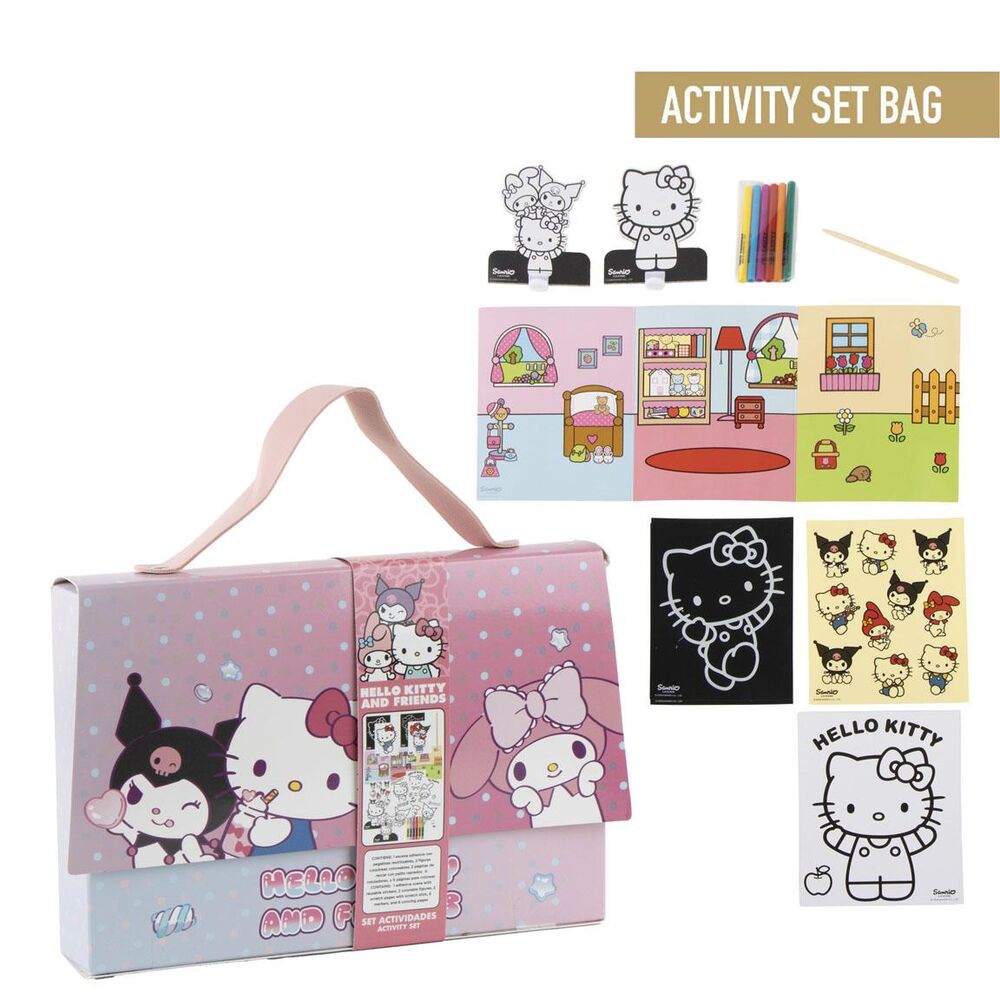 bolso set coloreable hello kitty and friends