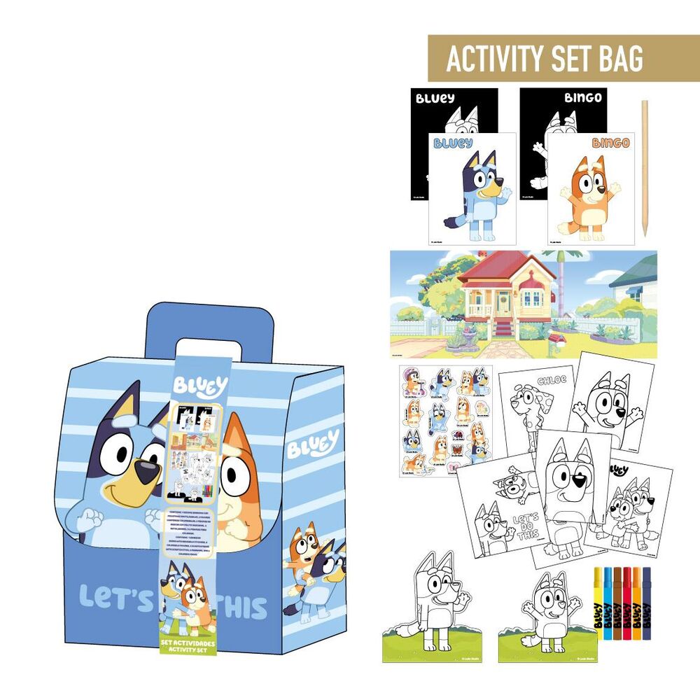 mochila set coloreable bluey