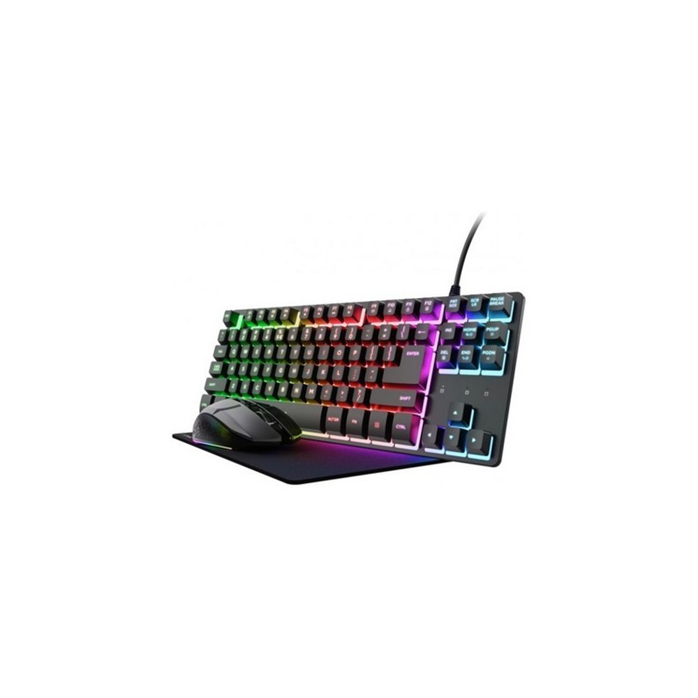 teclado + raton wireless + alfombrilla trust gxt 794 gaming bundle black