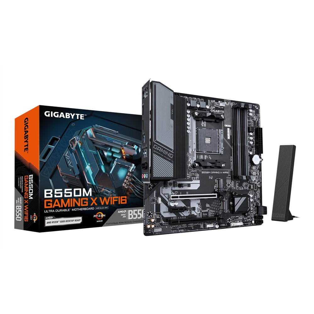 gigabyte b550m gaming x wifi6 placa base - procesadores amd ryzen 5000, vrm de 5+3 fases, hasta 3200 mhz ddr4, 1x m.2 pcie 4.0 +