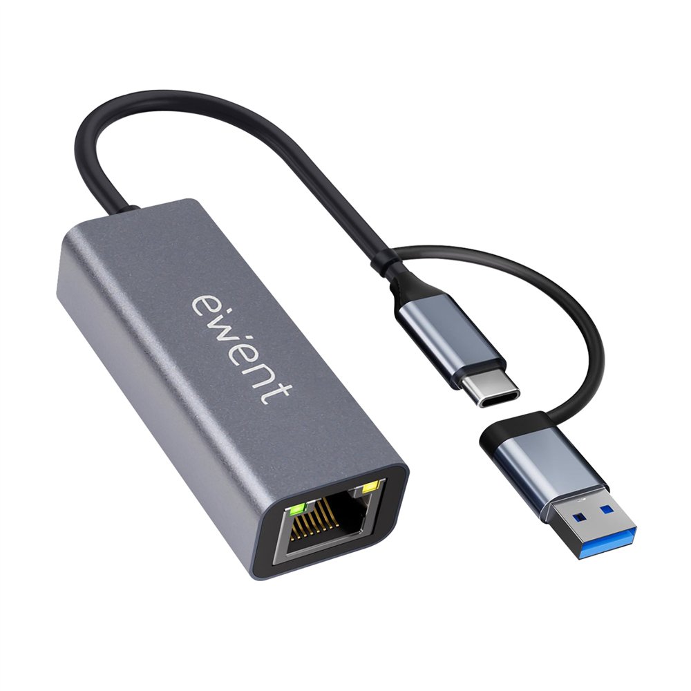 ewent ew9819 hub de interfaz usb 3.2 gen 1 (3.1 gen 1) type-a + type-c 1000 mbit/s gris