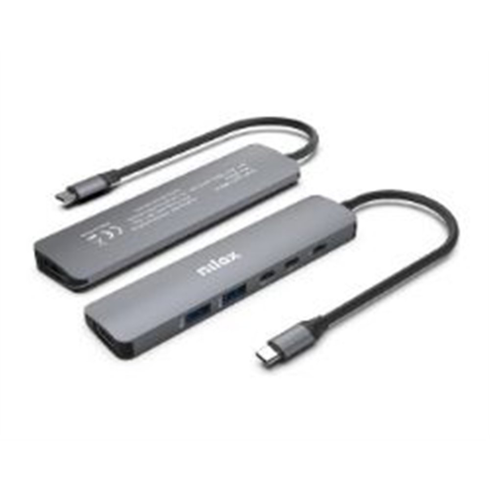 docking nilox slim usb-c 6 en 1 gris (nxdsusbc09)