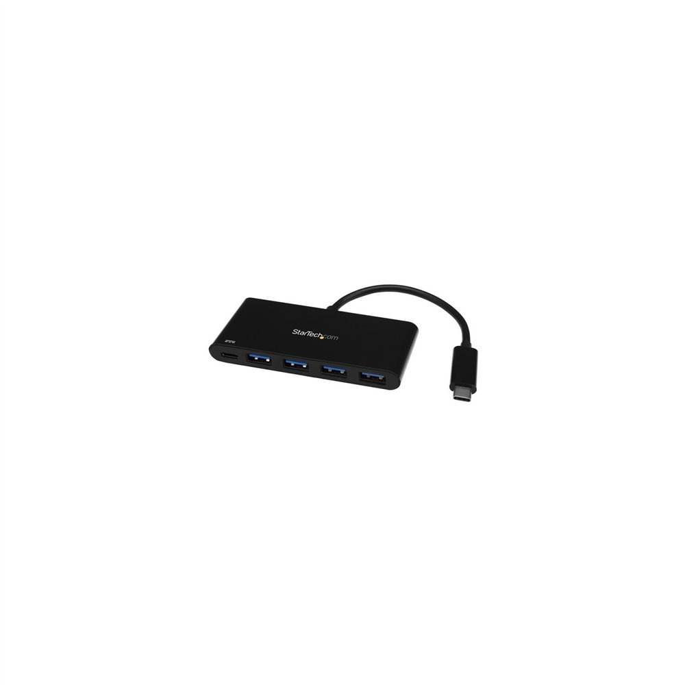 startech.com hub concentrador usb 3.0 de 4 puertos con pd entrega de potencia - adaptador usb-c a 4x usb-a - negro