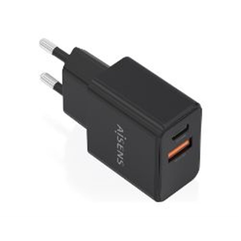 cargador aisens gan 20w 1usb-c 1usb-a negro (a110-1026)