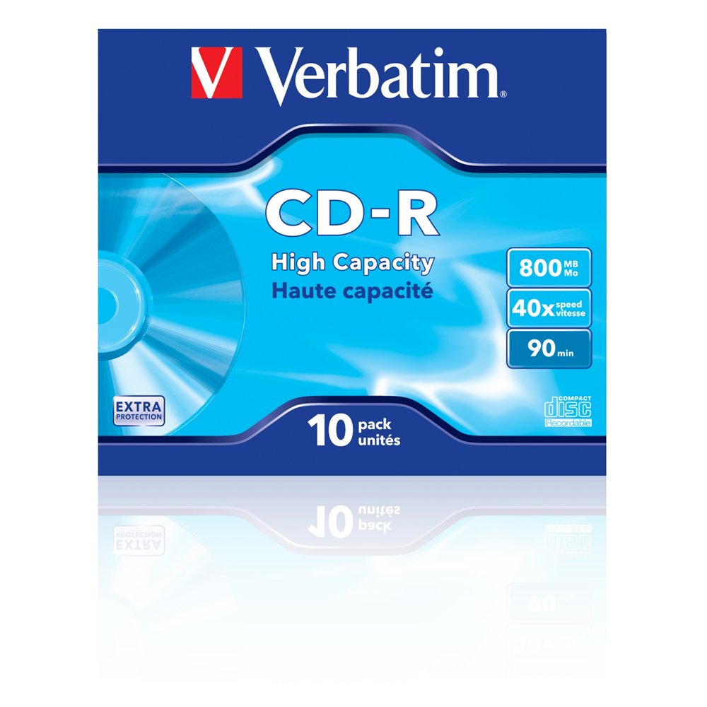verbatim cd-r high capacity 800 mb 40x 10 pieza(s)