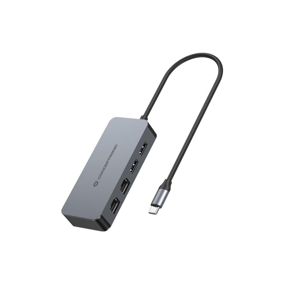 conceptronic abby24g base para portátil y replicador de puertos alámbrico usb 3.2 gen 1 (3.1 gen 1) type-c gris