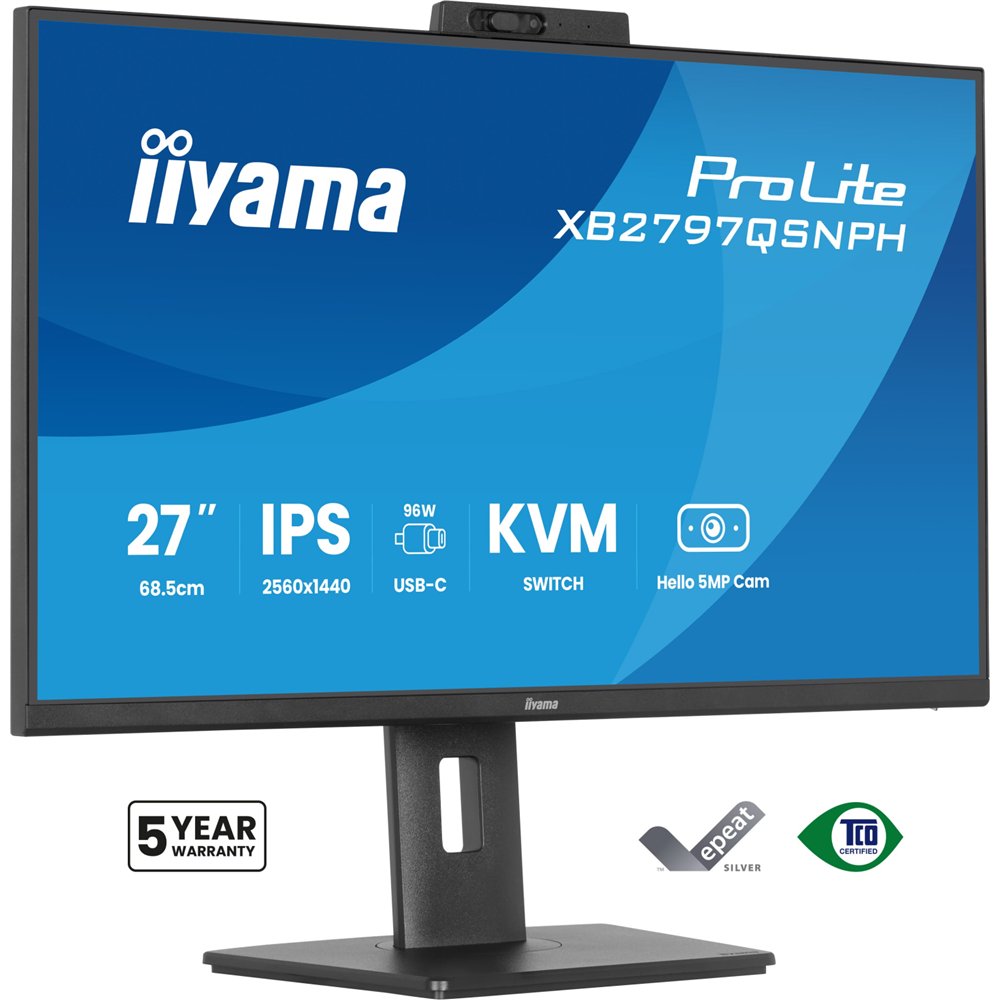 iiyama prolite xb2797qsnph-b1 27in ips lcd 4ms 2560x1440 350cd/m2 hdmi/dp/usb 2 pantalla para pc 68,6 cm (27") 2560 x 1440 pixel