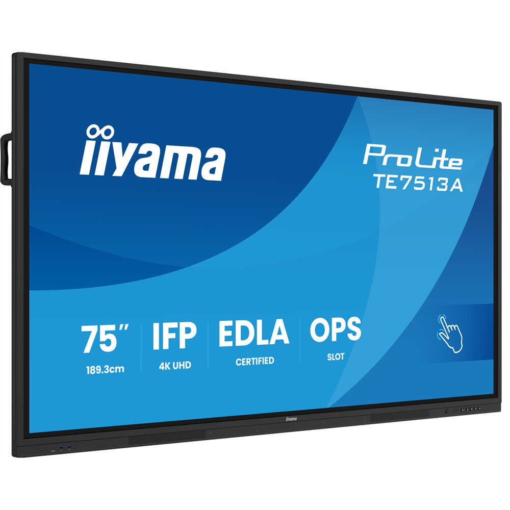 iiyama te7513a-b2ag pantalla de señalización panel plano interactivo 190,5 cm (75") wifi 500 cd / m² 4k ultra hd negro pantalla 