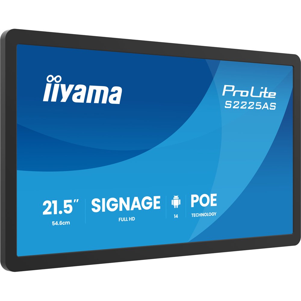 iiyama prolite s2225as-b1p pantalla plana para señalización digital 54,6 cm (21.5") lcd wifi 500 cd / m² full hd negro procesado