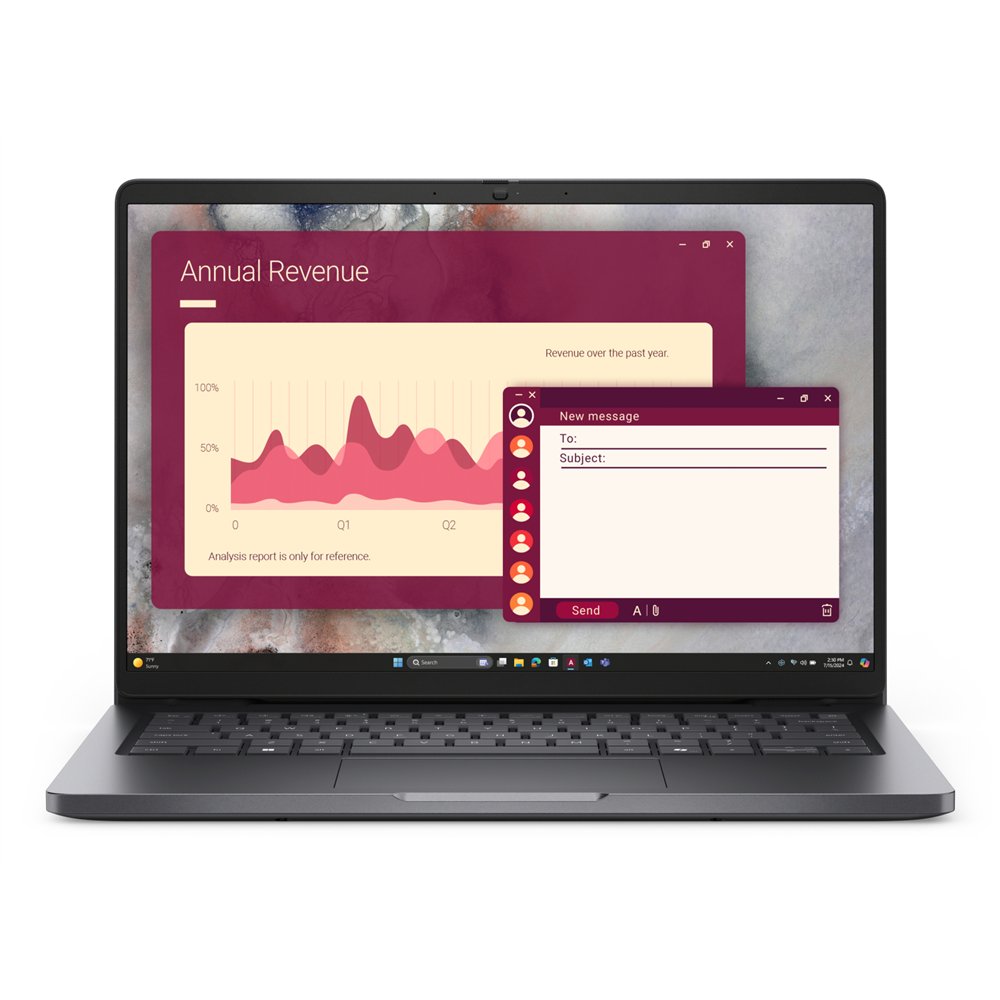 dell pro 14 pc14250 intel core ultra 5 225u portátil 35,6 cm (14") full hd+ 16 gb ddr5-sdram 512 gb ssd wi-fi 6e (802.11ax) wind
