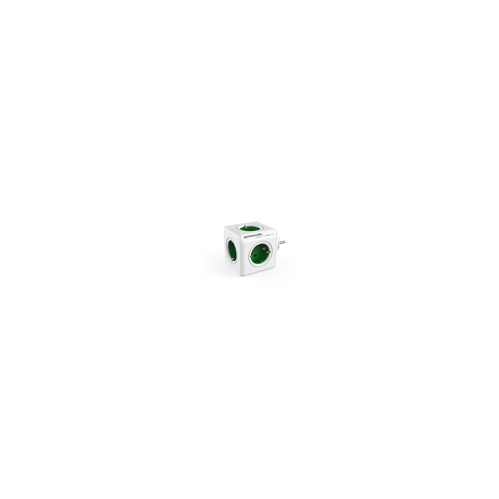 allocacoc powercube original base múltiple 5 salidas ac interior verde, blanco