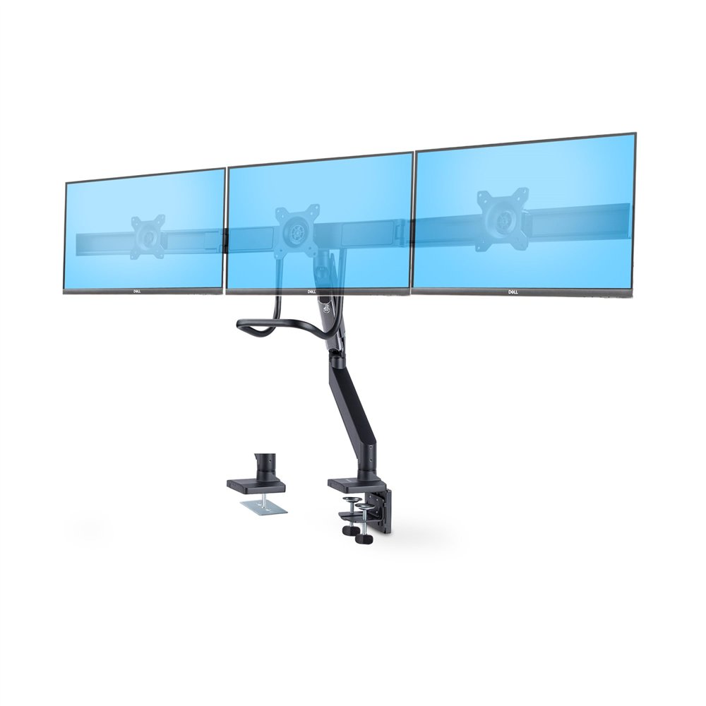 startech.com soporte vesa de sobremesa para tres monitores de 27 pulgadas - 75x75/100x100 - brazo de soporte para 3 monitores - 