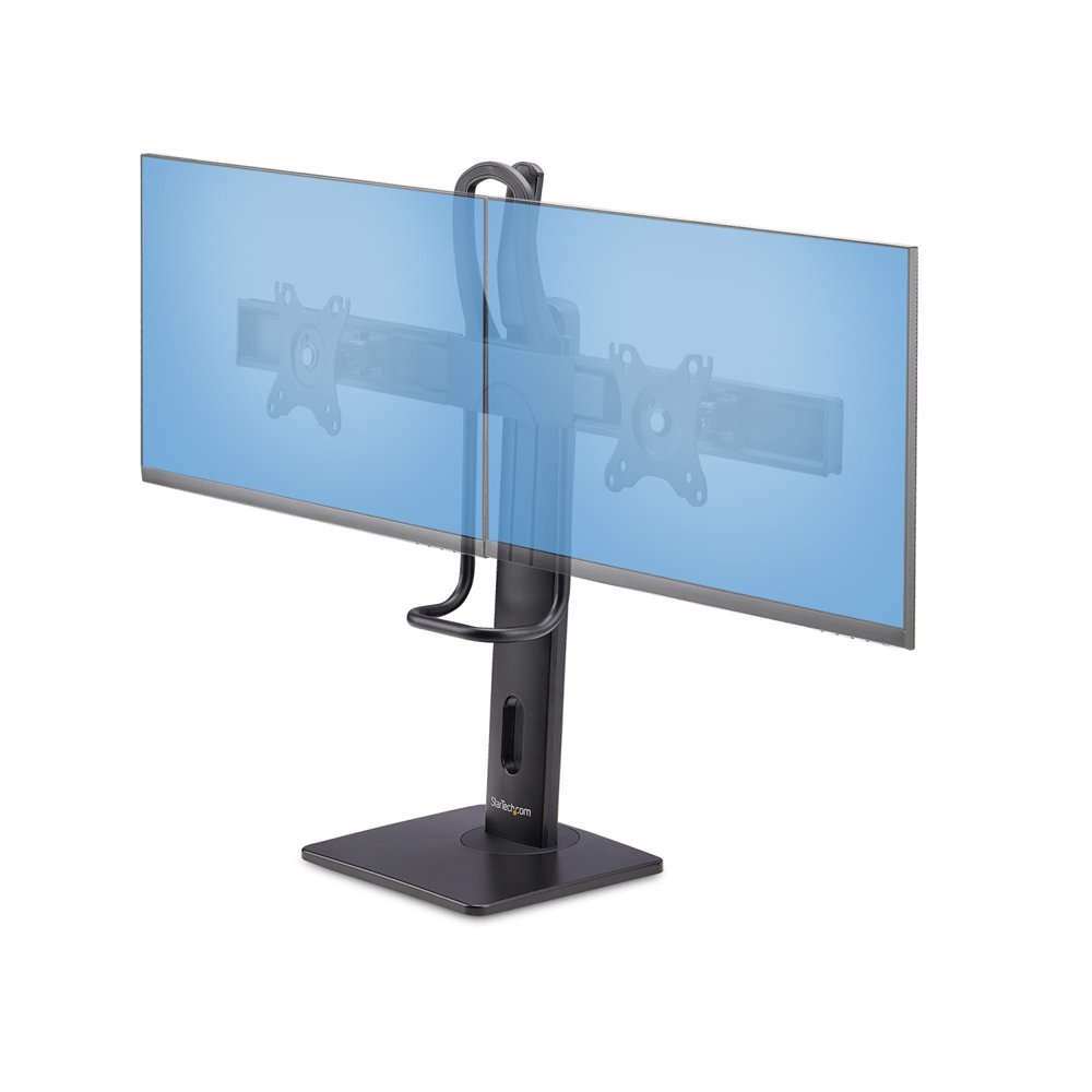startech.com soporte de escritorio de travesaño para dos monitores de 27 pulgadas - capacidad de 12kg - soporte vesa de 75x75 o 