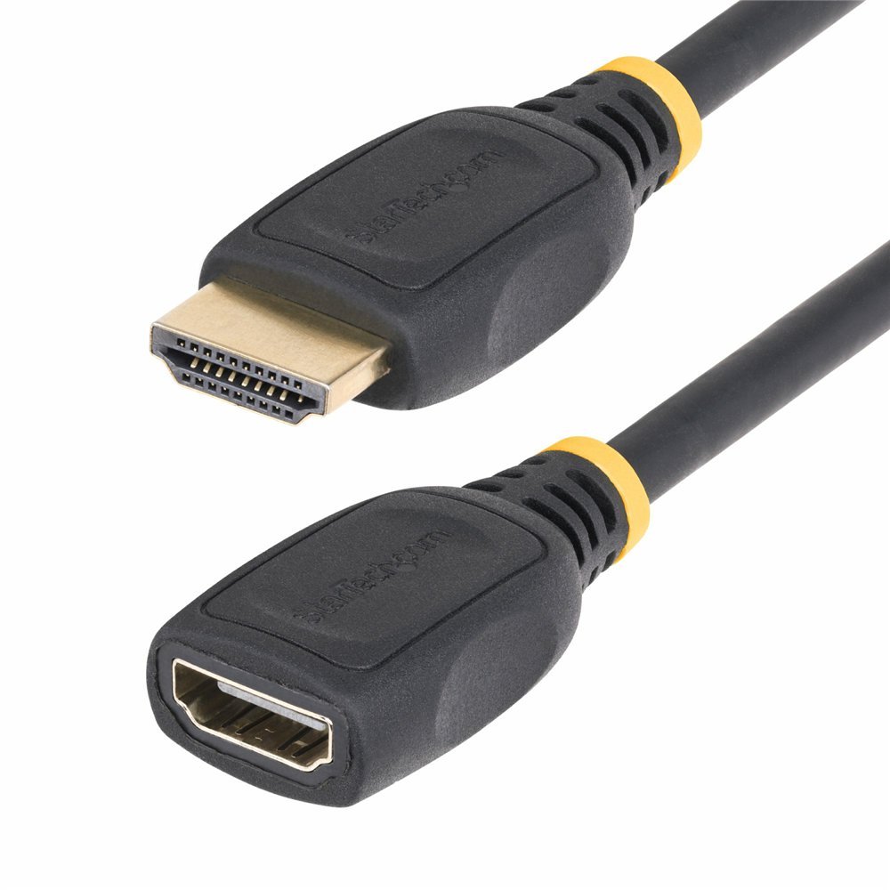 startech.com cable hdmi 2.0 de extensión alargador de 18in (0,5m) - cable hdmi de alta velocidad ahorrador de puertos - 4k 60hz 