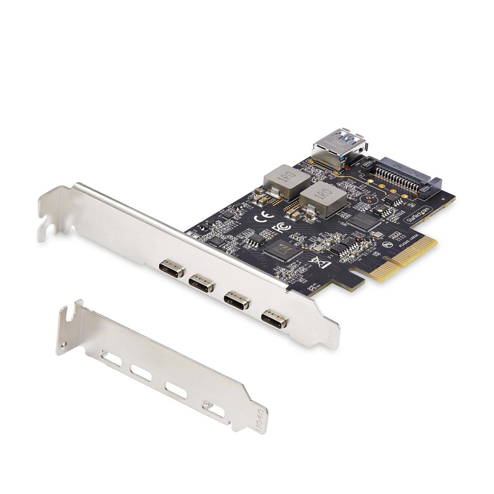 startech.com tarjeta pcie de 5 puertos usb de 10gbps 4x usb-c / 1x usb-a - hub concentrador interno usb 3.2 de 10gbps - tarjeta 