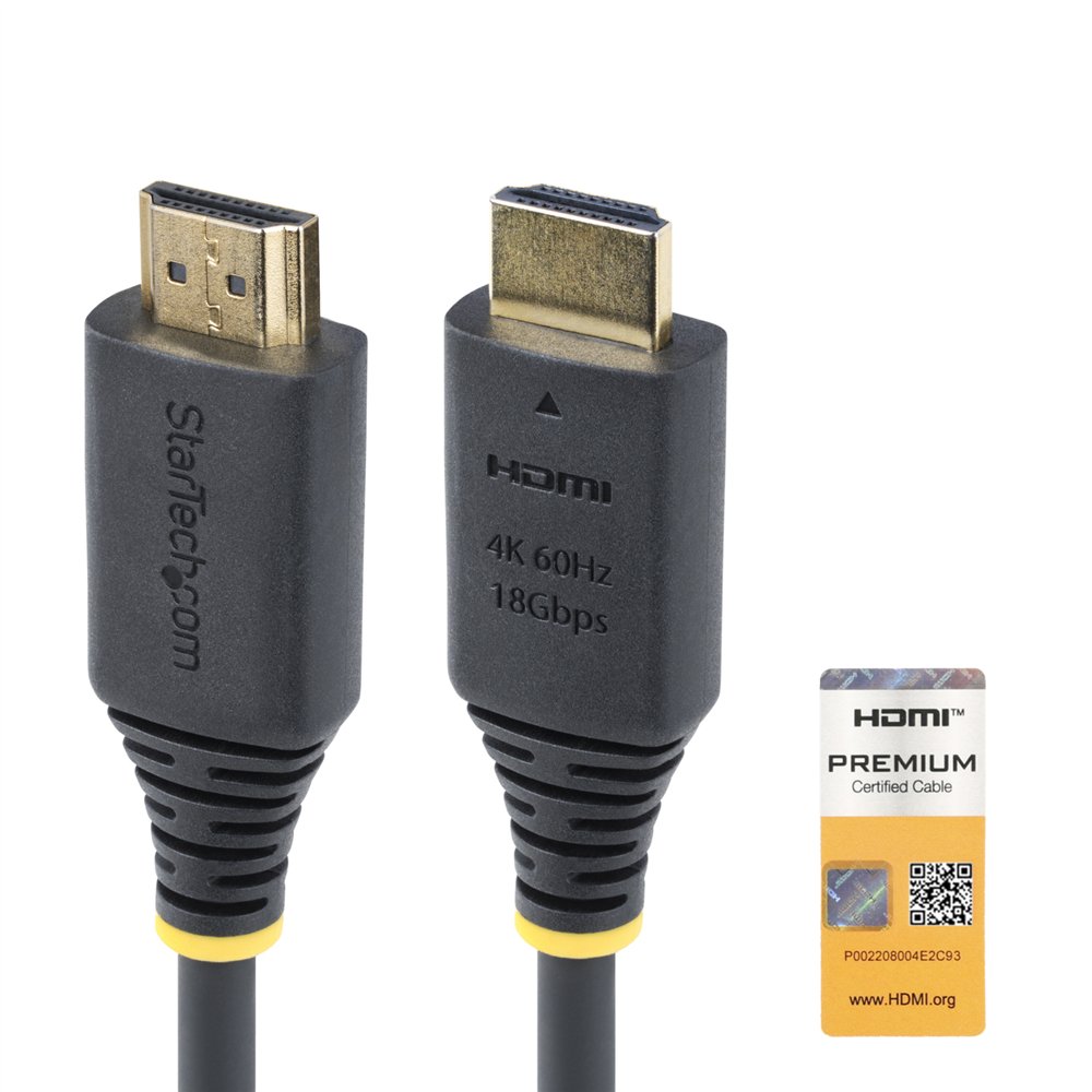 startech.com cable hdmi premium certificado de alta velocidad de 50cm - 4k 60hz - 144hz - uhd - hdr10/hdcp 2.2/arc - 18gbps - ca