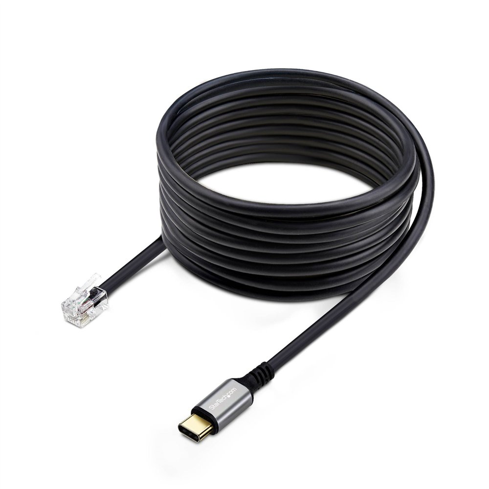 startech.com adaptador usb-c a rj9 para auriculares con micrófono - adaptador usb tipo c a rj9 con cable de 1,8m - adaptador par