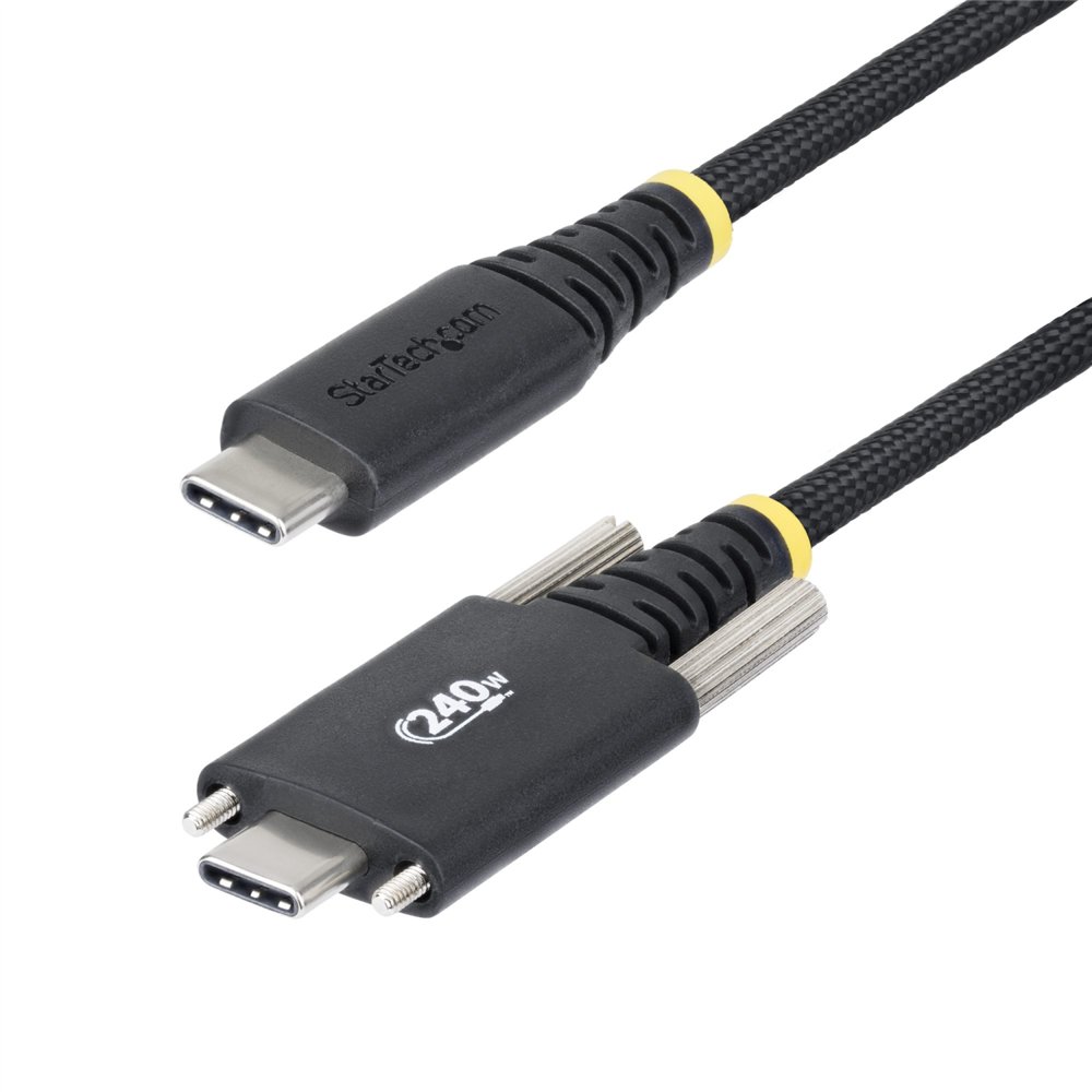 startech.com cable de carga usb-c de 2m con fijación por tornillo lateral - cable cargador usb tipo c - pd epr 240w 5a - cable c
