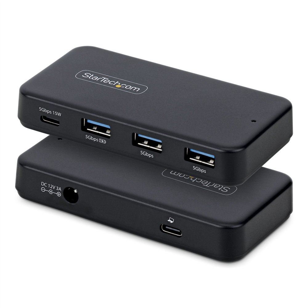 startech.com hub usb-c y tipo a de 4 puertos - ladrón usb de 5gbps - autoalimentado - con cable host tipo c y usb-a - 1x usb-c y