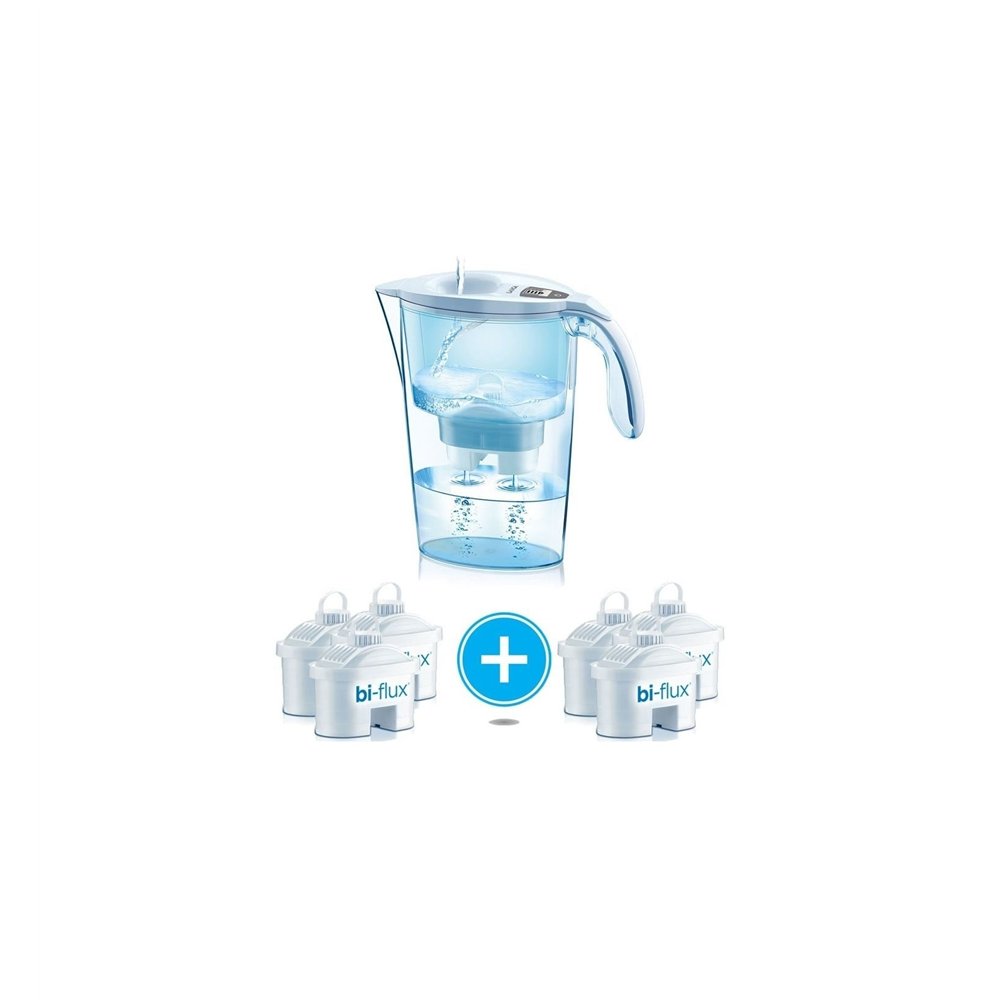 jarra filtrante laica stream line color edition blanca + 6 filtros bi flux capacidad 2.3l filtro desmontable con indicador jarra