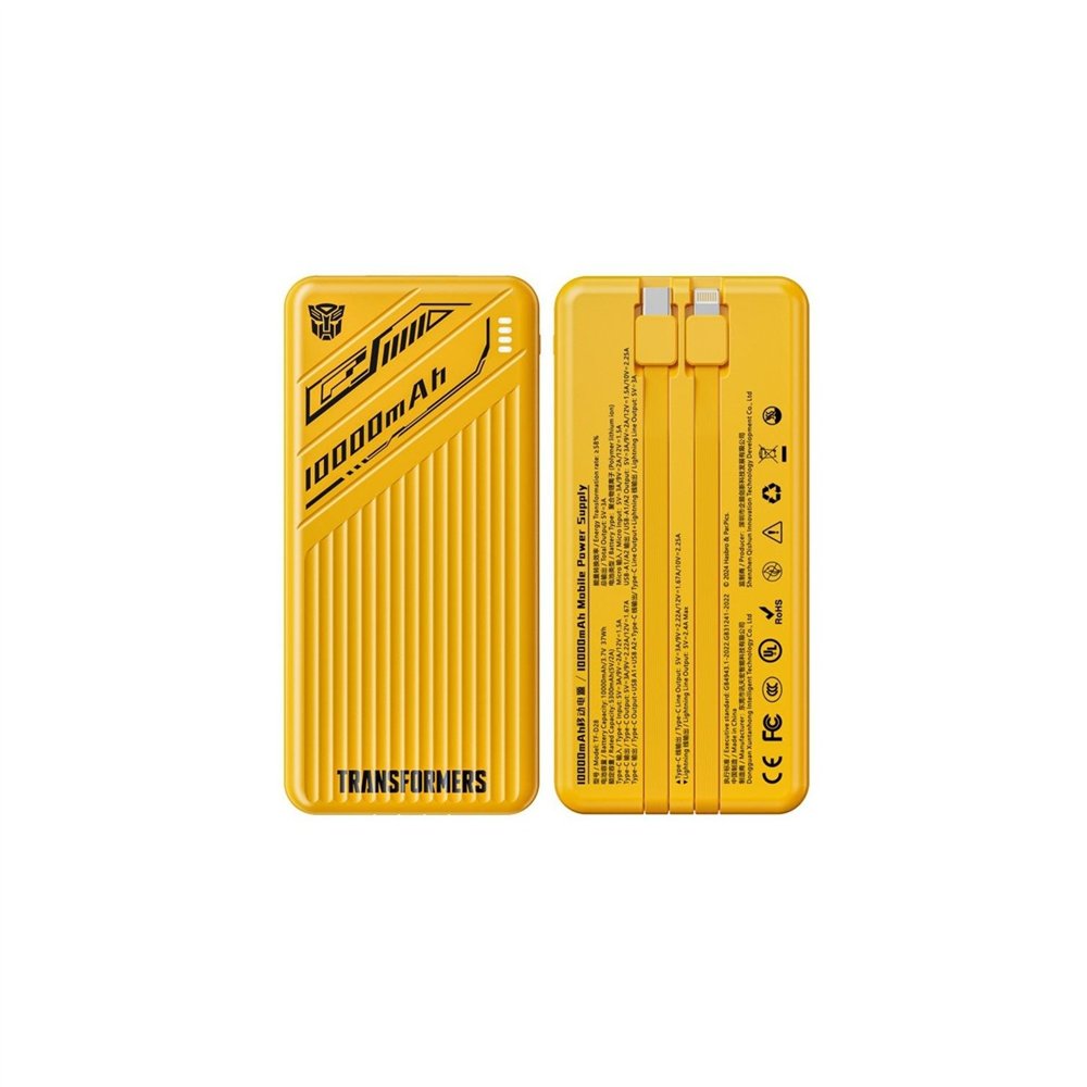 batería portatil power bank transformers bumblebee 1000 mah 22.5w carga rápida usb-c y lightning