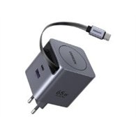 cargador ugreen gan 65w cable retráctil gris (65825)