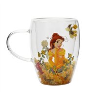 taza cristal flores secas bella princesas disney