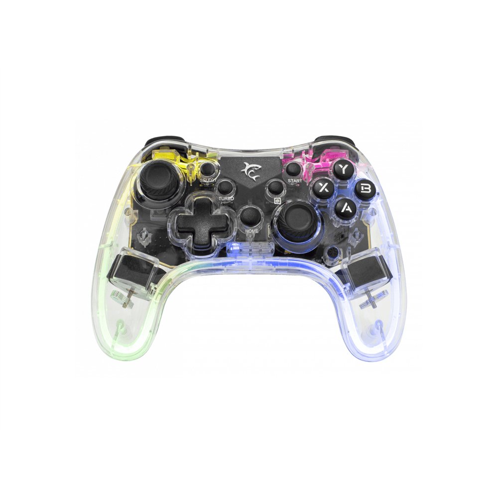 white shark legion transparente bluetooth/usb gamepad analógico/digital android, pc, playstation 3, ios, playstation 4, nintendo
