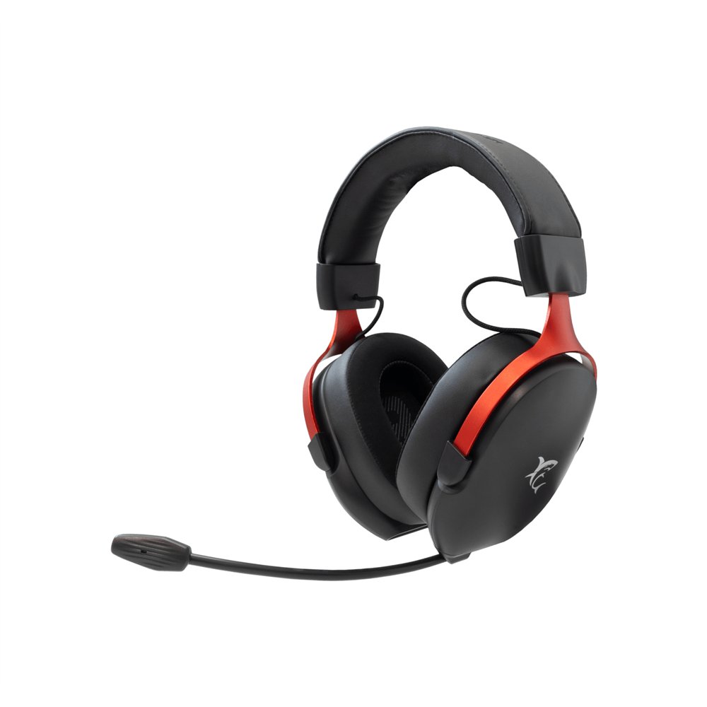 white shark fox auriculares alámbrico diadema juego negro, rojo