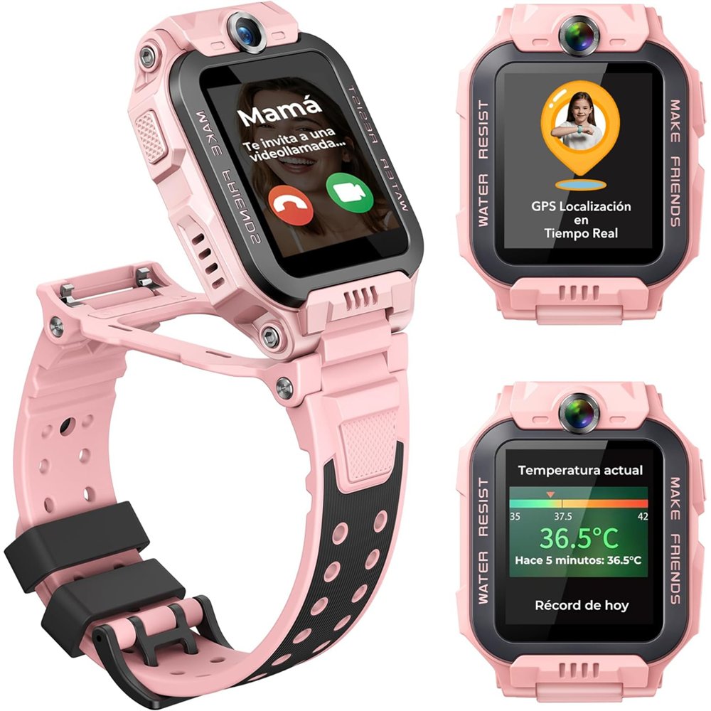imoo x10 4g gps videollamada 44mm pantalla hd rosa resistencia agua ip68 sos infantil control parental