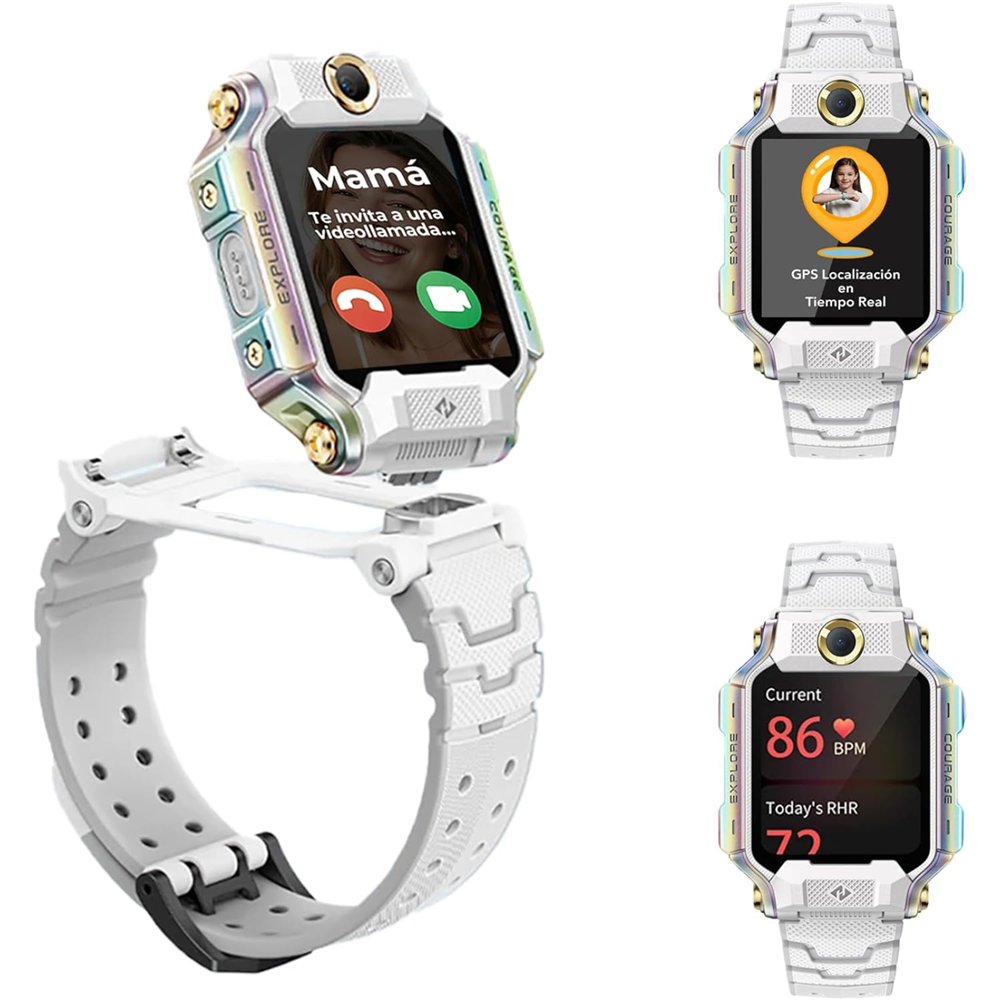 imoo x10 4g gps videollamada 44mm pantalla hd blanco resistencia agua ip68 sos infantil control parental
