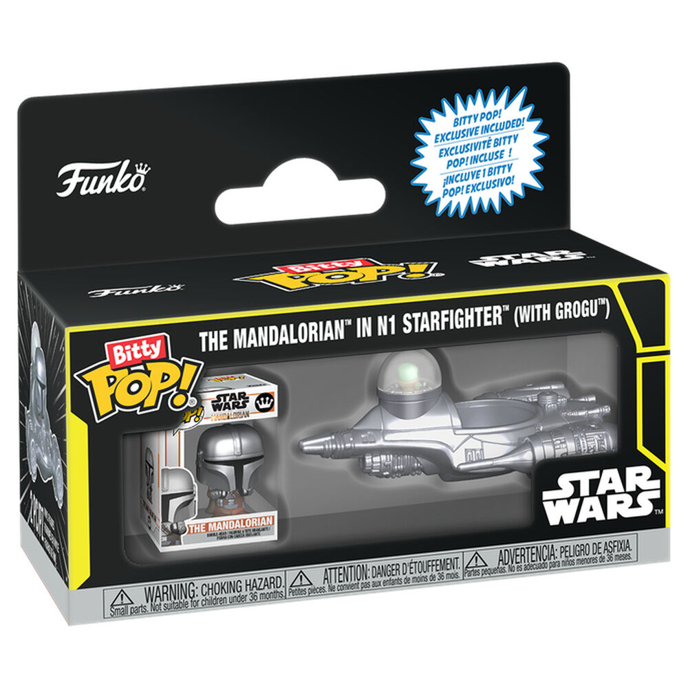 figura bitty pop ride star wars the mandalorian in n1 starfighter with grogu